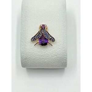 Maiden‎ Alaska Artisan Bee Pendant Amethyst Gold 925 Silver